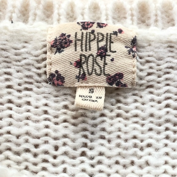 Hippie Rose White Striped Sweater Crew Neck Small - Picture 3 of 5